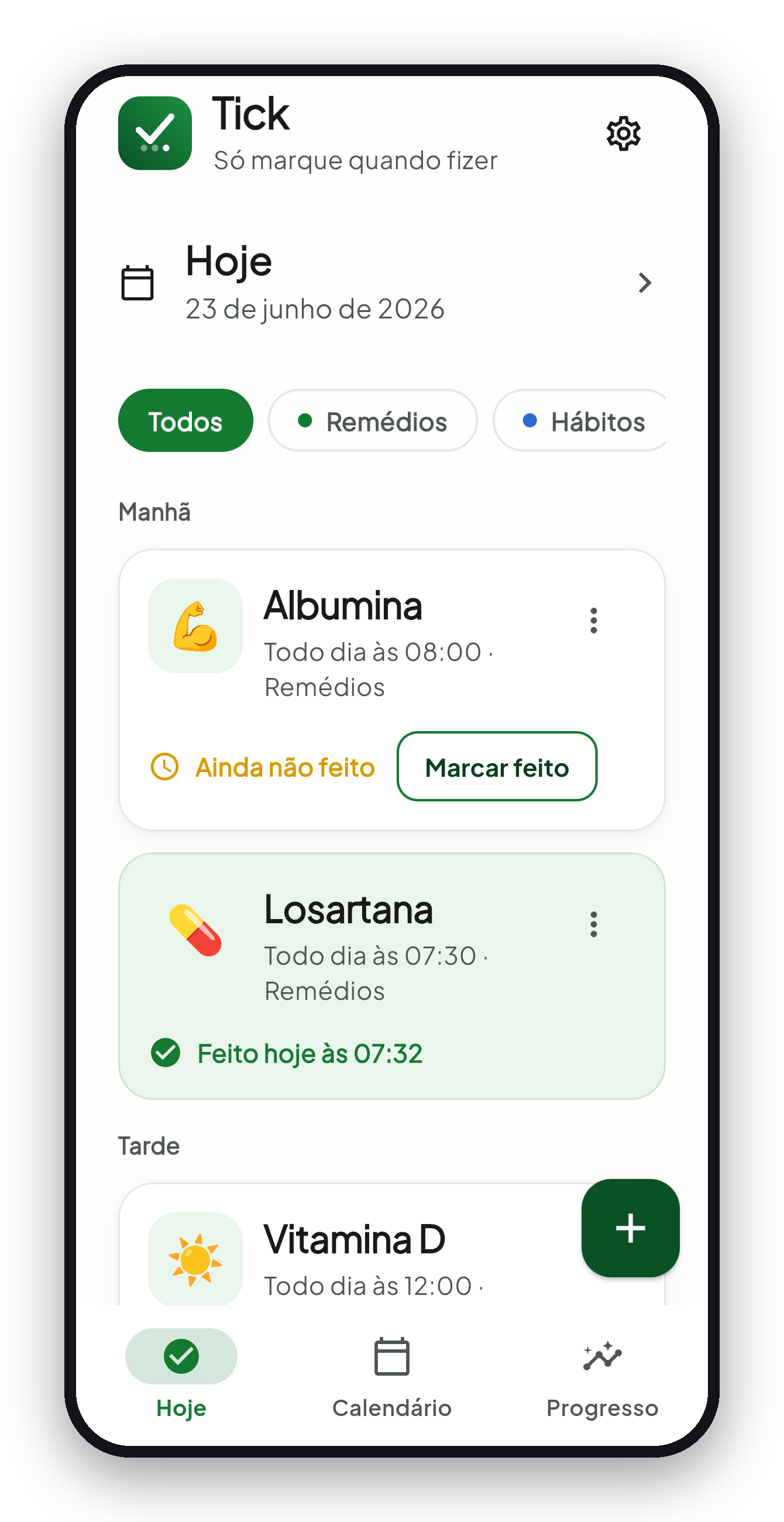 Tick — tela inicial
