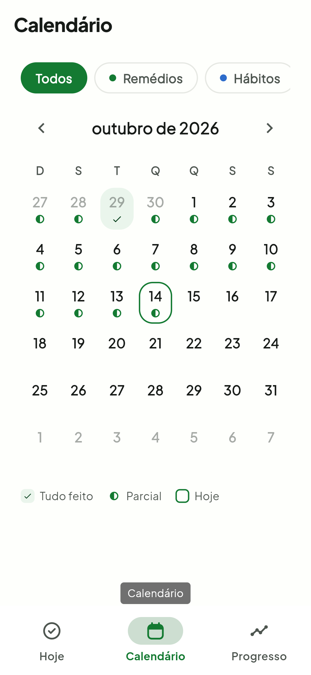 Calendário do Tick