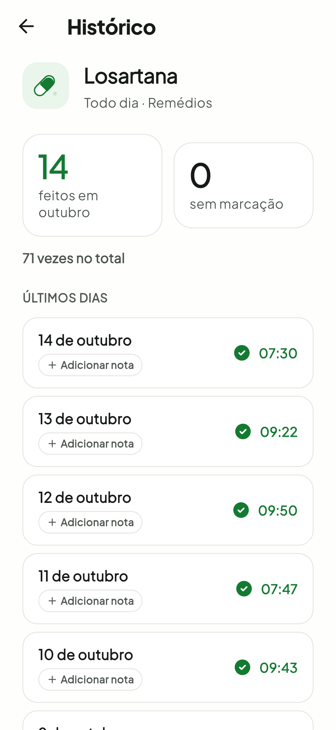 Histórico no Tick