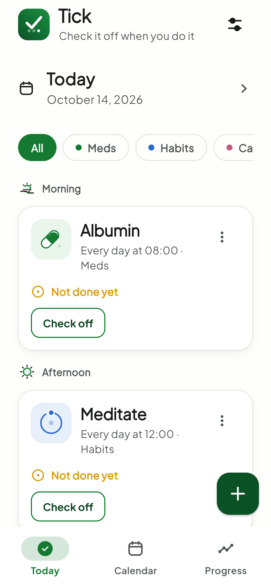 Today list in Tick
