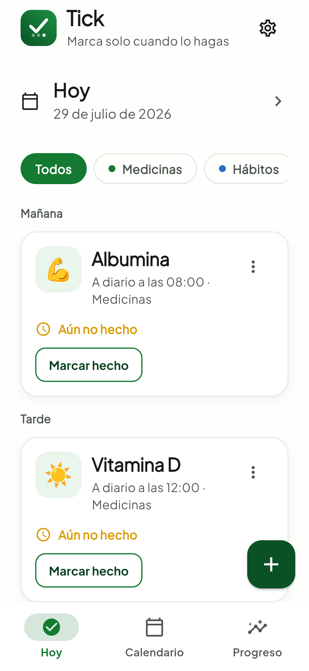 Tick en español con la lista de hoy